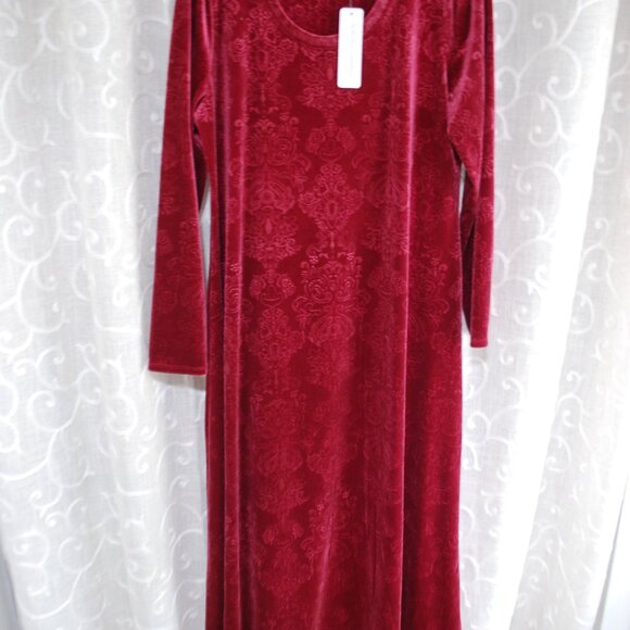 Soft Surroundings Santiago Embossed Velvet Midi Dress Size L NWT - Picture 1 of 4
